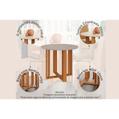 Mesa p/ Cozinha Flora c/ Tampo Madeirado 109cm Cinamomo - Cimol