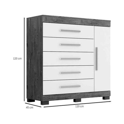 Cômoda Casal Rayane 1 Porta e 5 Gavetas c/ Sapateira Cinamomo - ACP