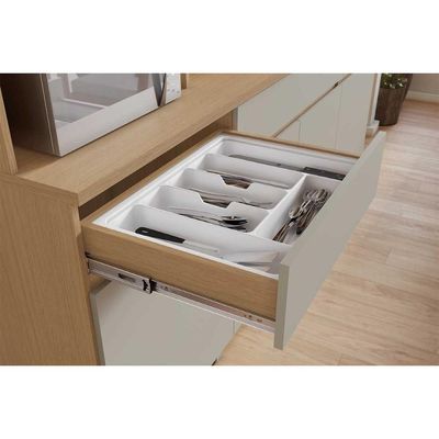 Cozinha Compacta Realeza c/ 5 Portas e 2 Gavetas 160cm Carvalho/Titânio - Nesher