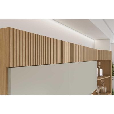 Cozinha Compacta Realeza c/ 5 Portas e 2 Gavetas 160cm Carvalho/Titânio - Nesher