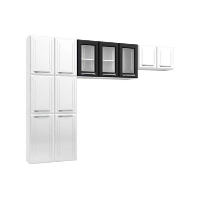 Cozinha Compacta Topazio c/ 11 Portas ( 3 c/ Vidro ) Preto - Telasul