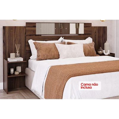 Painel Cama Box Madeirado Solteiro/Casal/Queen Mila c/ Espelho Off White - Panan