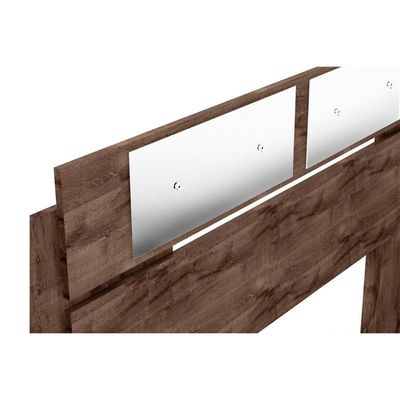 Painel Cama Box Madeirado Solteiro/Casal/Queen Mila c/ Espelho Off White - Panan
