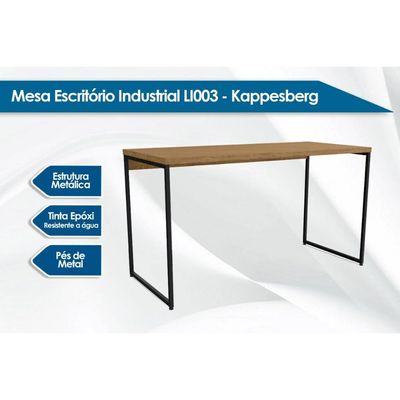 Mesa Secretária Escritório Secretária Industrial LI003 Canela/Branco - Kappesberg