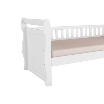 Cama Box Base c/ Gavetas de Babá Maria (Branco/Amendoa) - Peroba