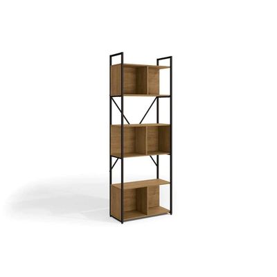Estante Livreiro Solteiro Industrial Alta LI014 c/ 6 Nichos 72x202cm Canela/Branco - Kappesberg