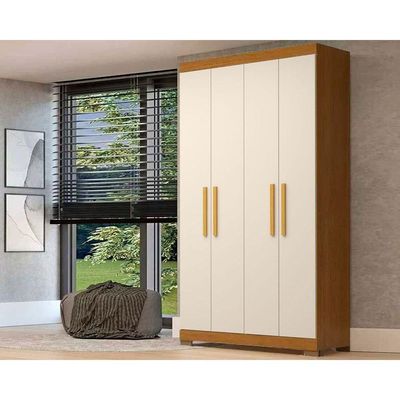 Guarda Roupa 4 Portas 2 Gavetas Lana Cinamomo/Off White - ACP