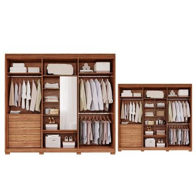 Guarda Roupa 6 Portas e 5 Gavetas c/ 1 Espelho Interno e Pés Aurora Cinamomo/Grafiato - Panan