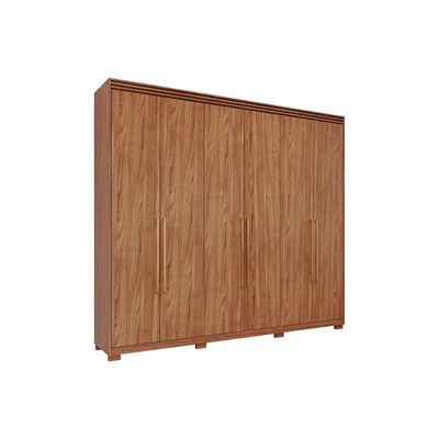 Guarda Roupa 6 Portas e 5 Gavetas c/ 1 Espelho Interno Aurora Cinamomo - Panan