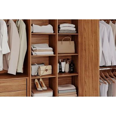 Guarda Roupa 6 Portas e 5 Gavetas c/ 1 Espelho Interno Aurora Cinamomo - Panan