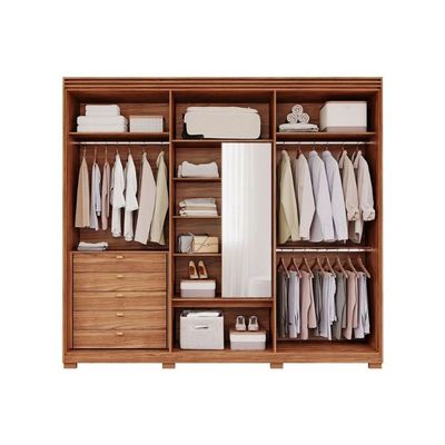 Guarda Roupa 6 Portas e 5 Gavetas c/ 1 Espelho Interno Aurora Cinamomo - Panan