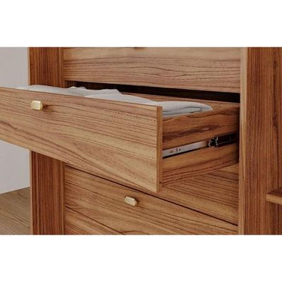 Guarda Roupa 6 Portas e 5 Gavetas c/ 1 Espelho Interno Aurora Cinamomo - Panan
