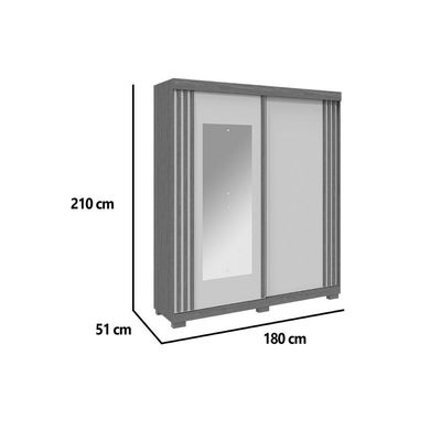 Guarda Roupa Solteiro 2 Portas (1 c/ Espelho) e 3 Gavetas Athena Branco - ACP