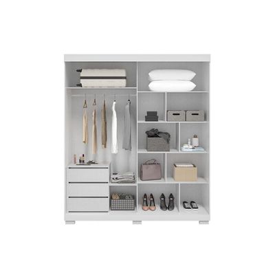 Guarda Roupa Solteiro 2 Portas (1 c/ Espelho) e 3 Gavetas Athena Branco - ACP