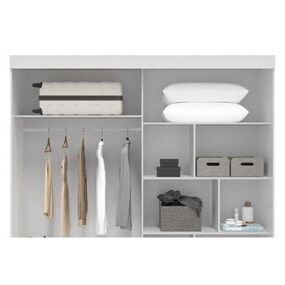 Guarda Roupa Solteiro 2 Portas (1 c/ Espelho) e 3 Gavetas Athena Branco - ACP