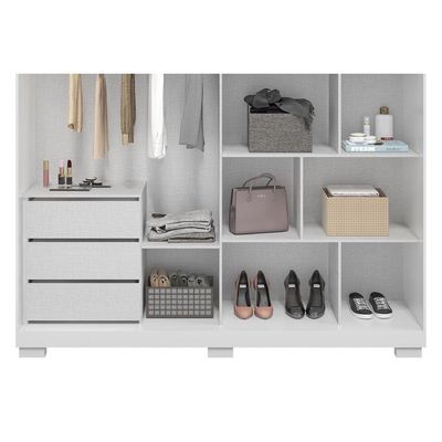 Guarda Roupa Solteiro 2 Portas (1 c/ Espelho) e 3 Gavetas Athena Branco - ACP