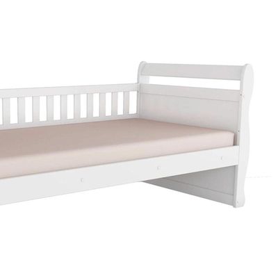 Cama Solteiro de Babá Maria Branco/Amendoa - Peroba