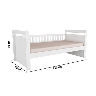 Cama Solteiro de Babá Maria Branco/Amendoa - Peroba