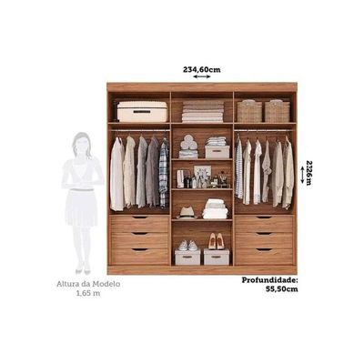 Guarda Roupa Casal 6 Portas (2 c/ Espelho) e 6 Gavetas Cecilia Cinamomo/Off White - Panan