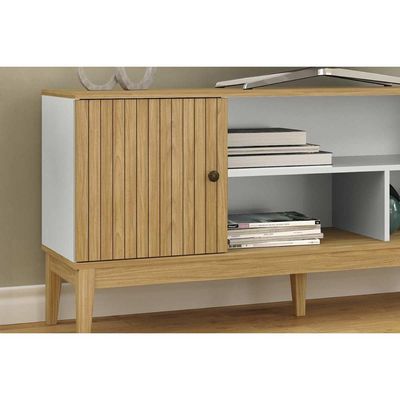 Rack Bancada p/ TV até 55 Pol MB 1056 c/ 1 Porta 136cm Mel - Movelbento