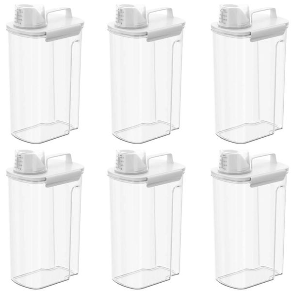 Kit 6 Porta Amaciante Lavanderia Coza 1,5 New Retrô Pote Com Medidores Dispensers