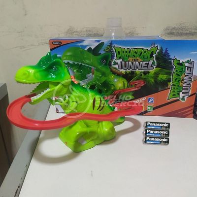 Brinquedo Pista Elevador Com Som E Luz Dinossauro Verde
