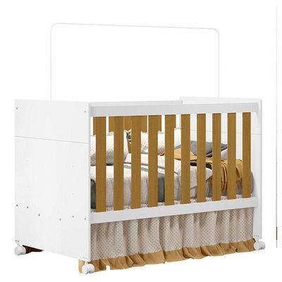 Berço Americano E Guarda Roupa Infantil Katatau Branco Acetinado Savana Com Colchão Ortobom - Reller