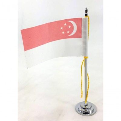 Mini Bandeira De Mesa Cingapura 15 Cm Poliéster