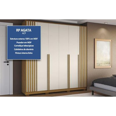 Guarda Roupa Casal 6 Portas (2 Ripadas) e 4 Gavetas Jamile Branco - ACP