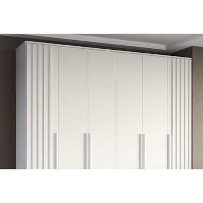 Guarda Roupa Casal 6 Portas (2 Ripadas) e 4 Gavetas Jamile Branco - ACP