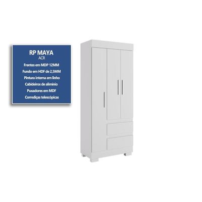 Guarda Roupa Solteiro 3 Portas e 2 Gavetas Maya Cinamomo - ACP