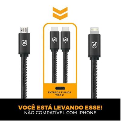 Cabo Tipo C / Type-C - Turbo Militar - 1,5M  no Atacado - Caixa Fechada 10 Unidades - Gshield