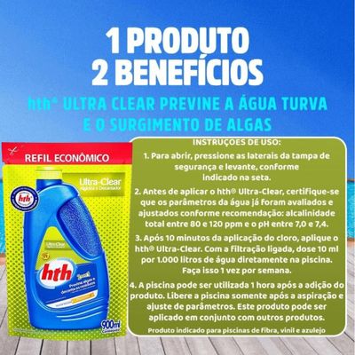 HTH Ultra Clear Algicida e Decantador de Piscinas 1L