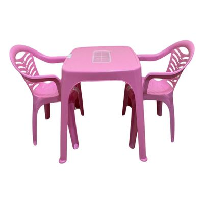 Mesa Infantil Rosa + 02 Cadeira Infantil Plasnorthon Kit