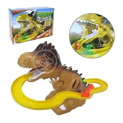 Brinquedo Pista Elevador Com Som E Luz Dinossauro Marrom
