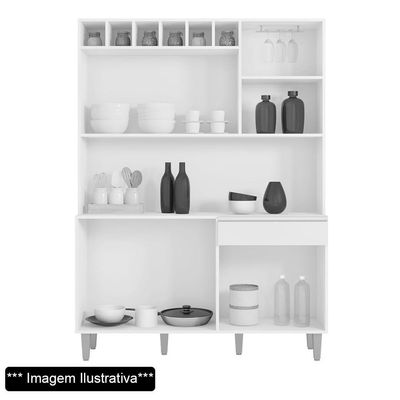 Kit Cozinha Compacta 130cm Com 6 Portas 1 Gaveta Alice Cinza Escuro - Ajl Móveis