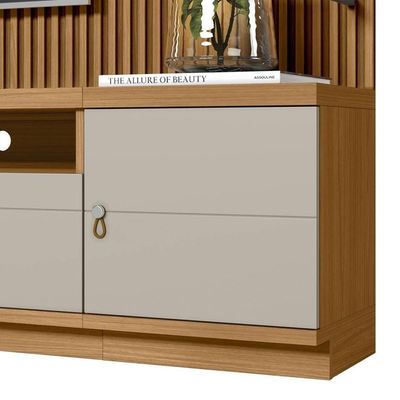 Rack Com Painel Ripado Para Tv 75 Pol. 224cm Golden L06 Nature/off White - Mpozenato