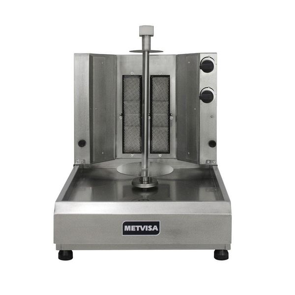 Churrasqueira Assador Para Churrasco Grego Rotativo Elétrico 2 Queimadores Gás Acge2 Metvisa 220V