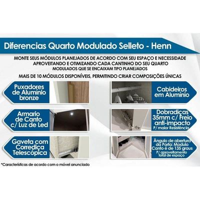 Modulado De Quarto Armário Mesa De Cabeceira Seletto Mc02 C- 1 Porta E 3 Gavetas Areia-jequitibá