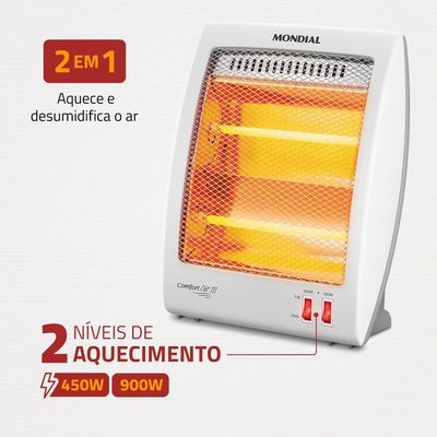 Aquecedor Quartzo Comfort Air III Mondial Branco/Cinza 900w A-16 110V