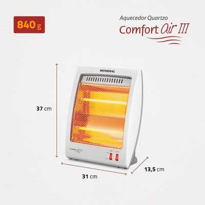Aquecedor Quartzo Comfort Air III Mondial Branco/Cinza 900w A-16 110V