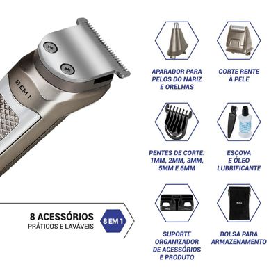 Aparador de Pelos Philco Multigroom 8 em 1 5W PAP16 Bivolt