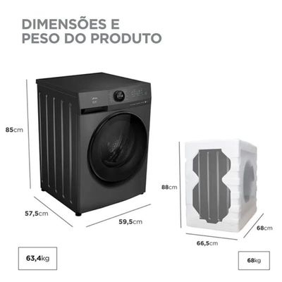 Lava E Seca Midea 11Kg MF201D110WB/GK Titanium 220V