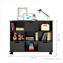 Nicho Organizador Com Rodízios Preto (1478.37) + Kit 3 Gavetas Pretas (1479.37)