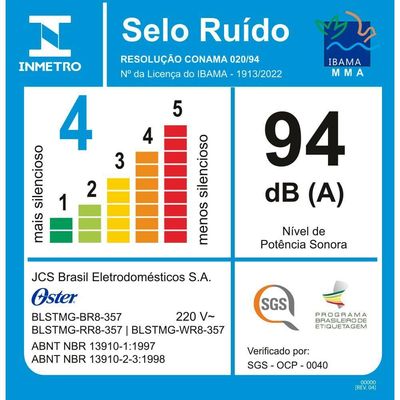 Liquidificador Oster Super Chef Preto 1,25L BLSTMG-BR8 220V