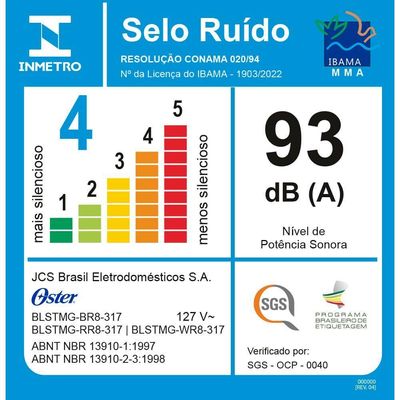 Liquidificador Oster Super Chef Preto 1,25L BLSTMG-BR8 220V