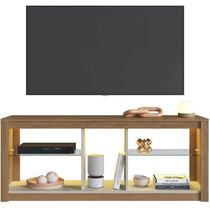 Rack de Sala Tv Até 55" Led Rgb Prateleira Vidro Mel/Arenas Estante Para Tv Prodecor