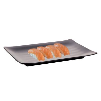 Conjunto 2 Travessas Retangulares 24,5x16,5cm de Melamina Preto Lyor Comida Japonesa