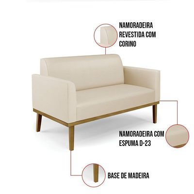Sofá Namoradeira Base De Madeira Fixa Castanho Marisa Corino Bege D03 - D?rossi