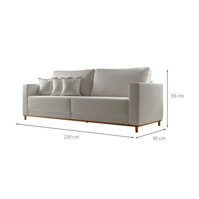 Sofá 3 Lugares Riviera Linho Cinza 230 cm